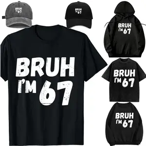 DIY-Unisex-Hoodie-cap-kid- Bruh I'm 67 Years Old Gifts 67th Birthday Boy Girl Fun T-Shirt Funny Graphic Tees Graphic Fashion Tee Crew Neck Sweatshirt