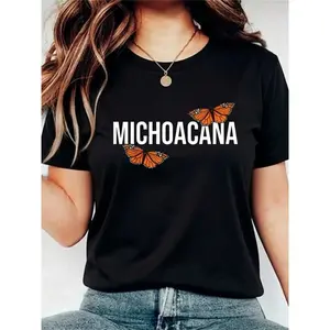 100% Cotton Michoacan Mexico, Michoacanas Michoacan Mexico Pride Mexican T-Shirt Women's Casual Short Sleeve Crew Neck T-Shirts - Perfect For Holiday Season And Outdoor Activities