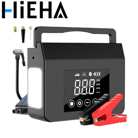 Hieha Portable Car Jump Starter with Air Compressor, 2500A Car Battery Jump Starter, 150PSI Digital Tire Inflator, USB Power Source Led Flashlight Tool