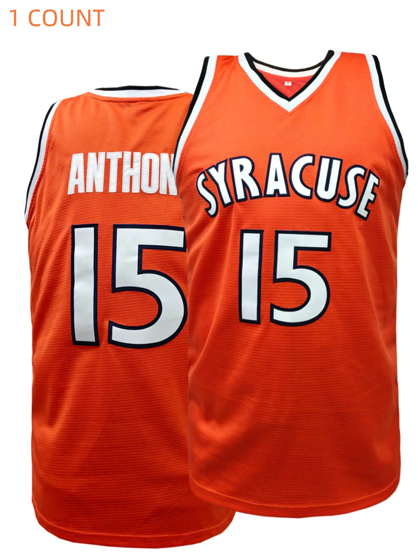 Men's #15 Embroidered Basketball Jersey Sportswear with Black & White Accents, Orange Sleeveless Shirt for Games, Training & Casual Wear, Basketball Gear, Jersey Tops, Athletic Tops