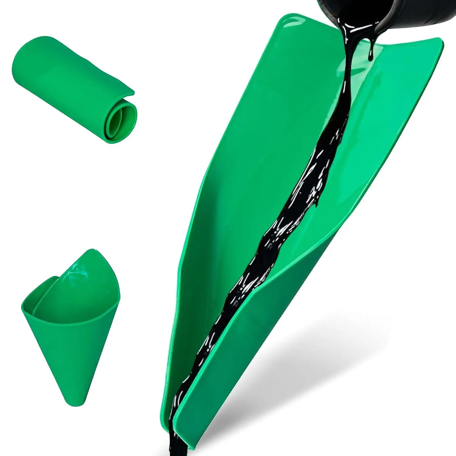 2PCS Reusable Flexible Oil Drain Funnel Form a Foldable Flex Funnel for Car Motorcycle Automotive Use Oil Change Spill-Free Filling Draining Tools Easy to Store and Clean