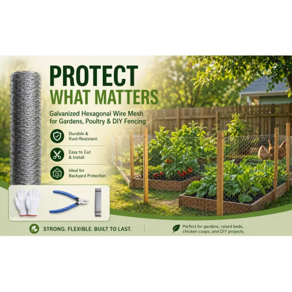 Silver Galvanized Metal Hexagonal Chicken Wire - 21-Gauge, 100 ft Long, Rust-Resistant Garden Net for Plant Protection, Rabbit Cages, Skunks, Raccoons, Foxes WL