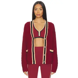 BEACH RIOT Gene Cardigan in Maroon Merlot Colorblock