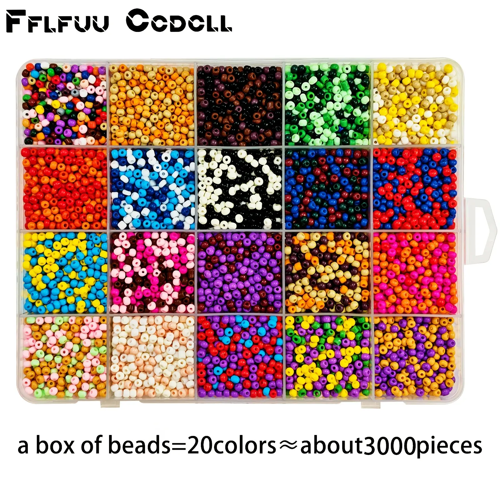 3000Pcs Glass Seed Beads Set, 20 Colors Mixed Round Hole Beads, Dopamine Trend DIY Beading Supplies for Bracelet, Necklace, Bag Charm & Handmade Jewelry Crafting
