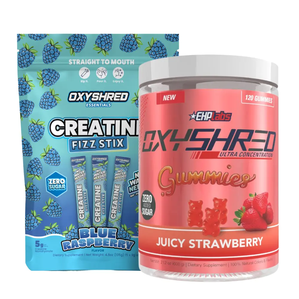 EHPlabs OxyShred Gummies & Creatine Bundle | OxyShred Energy Gummies + Creatine Fizz Stix | Zero Added Sugar Gummies & 5g Creatine Monohydrate | Multiple Flavour Options