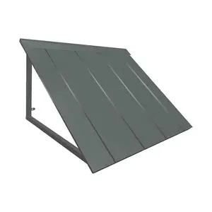 212 MAIN Fixed Slope-Shape Wall-Mount Outdoor 7 ft. Houstonian Metal Standing Seam Awning, Pewter, Outdoor Shade Canopy, Heavy Duty, Metal Frame, Windproof, Easy Setup, 92x24x24 in., Heavy Duty Canopy