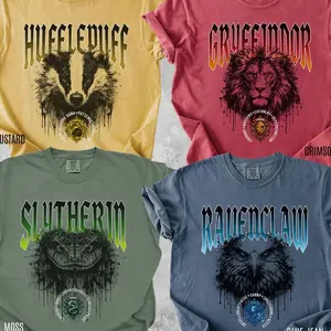 Wizard House Shirts, Magical School T-Shirt, Vintage Fantasy Artwork E9OTJ