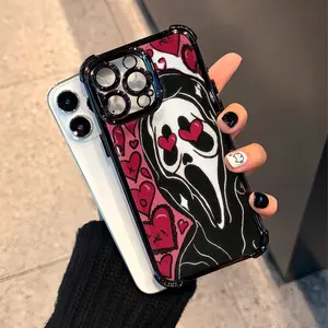 Ghost Face TPU Protective Phone Cover - Heart-Shaped Eyes, Heart Pattern, Shockproof Accessory for iPhone 17,16,15,14,13,12,11 Pro Max/X,XS,XS Max - Ideal Christmas Gift for Loved Ones summerwins