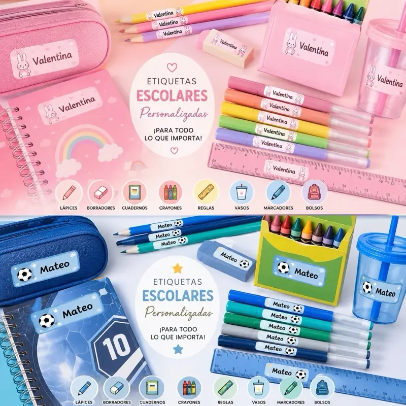 Personalized School Labels, 70-Pack for Kids'
