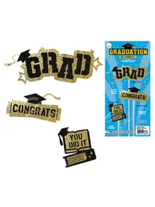 Graduation Decorative Sticks Photobooths/Cake Topper/ Bouquet Decor- 3 piece set