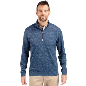 Cutter & Buck Traverse Camo Print Stretch Quarter Zip Mens Pullover Jacket