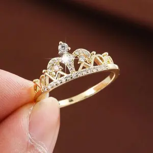 Crown Princess Ring Gold Plated with Crown Design and Sparkling Accents sarah kim