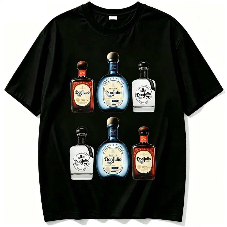 Women's Don Julio Tequila Bottle Collection Short-Sleeve Round Neck T-Shirt - 100% Cotton, Casual Streetwear, Stylish Alcohol Lover Graphic Tee
