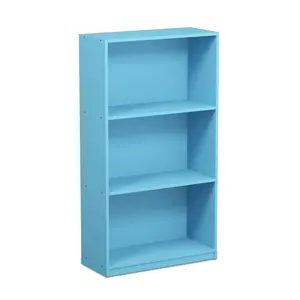 BASIC Bookcase, 3-Tier Modern Bookshelf, Open Shelf Bookcase, 9.3 x 21.8 x 39.5, for Living Room Bedroom Home Office, Light Blue