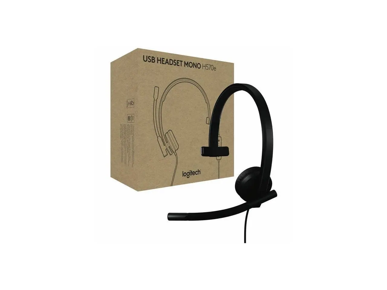 Logitech H570e USB Headset With Microphone for PC and Mac, USB-C Wired Headset With Mono Sound, Noise-Canceling Mics and Inline Controls, Certified for Microsoft Teams, Black - Microsoft Teams Certifi