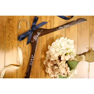 Personalized Decals Bridal Hanger Organiser Wedding Hanging Gifts Walnut suit hanger wooden hanger Wooden Wedding