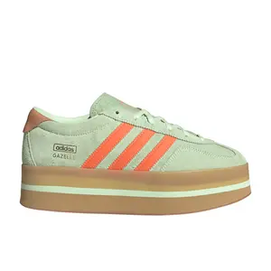 adidas Womens Gazelle Stack Lace Up Sneakers Shoes Casual - Green, Orange