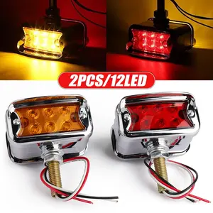 2X LED Red/Amber Dual Face Truck Fender Pedestal Side Marker Light Turn Signal