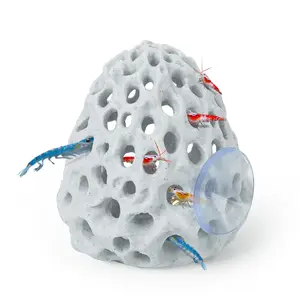 Aquatic Plant Shrimp House 3-in-1 Eco-Nest|Bionic Porous Coral Stone Breeding Den - Multi-Functional Baby Shrimp Hiding Cave + Aquatic Plant Cultivation Base Aquarium Scenery Essential