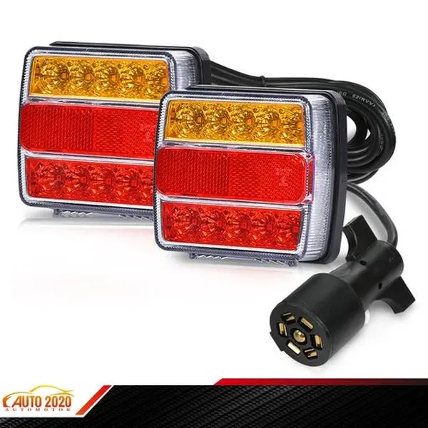 7 Pin Plug Pair Magnetic Trailer Towing Lights Kit, 25 LED, 2 Magnet Snapon, 26 Diode Output, 6 License Plate LEDs, 7.75ft Lamp Run, 24ft Cable