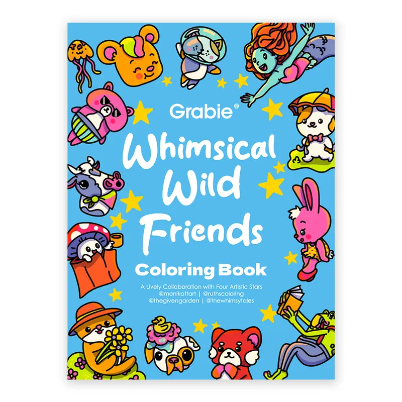 [Flash Sale] 32 Sheets Whimsical Wild Friends Coloring Book: An Exclusive 4-Artist Collaboration, gift for valentines's day