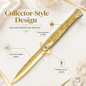 Luxury Gold Rose Relief Desk Decor Piece, Non Functional Collectible Ornament for Vanity Table and Bookshelf Styling, Vintage Aesthetic Gift Ideas, Prom Night Keepsake, Graduation Season Present, Workspace Decor, Elegant Room Accent for Her or Him