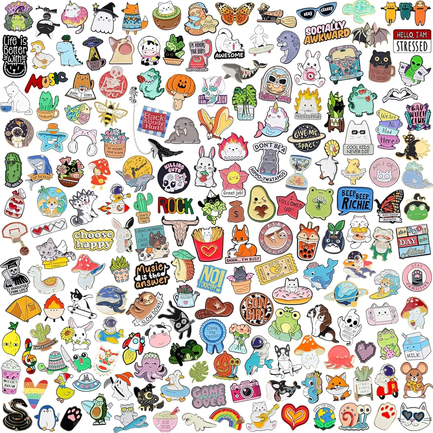 X-BR49 20/40/50 Pcs Cute Enamel Backpack Pins, Funny Anime Enamel Lapel Pins Bulk Set Cool Brooch Button Pins Badge Aesthetic for Backpacks, Bag, Jacket, Kids, Girls, Festival Present (Random Style)