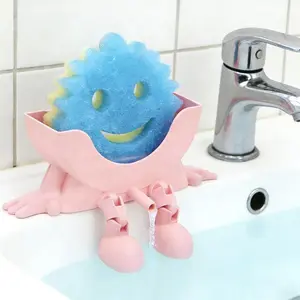 Sponge Holder with Drainage Design - Fun Practical Kitchen Countertop Soap Dish Soap Saver, Hygienic Space-Organizer, Bathroom Accessory