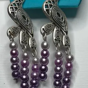 Handmade Purple Peacock Earrings - Perfect for Any Occasion