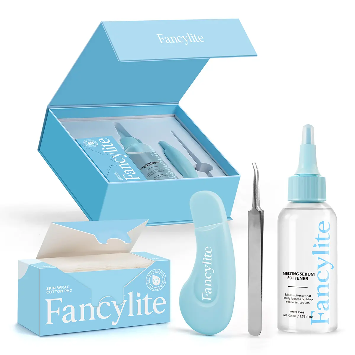 Fancylite Facial Pore Care Blackhead Cleansing Duo (3.38 fl oz) - Includes 50 Cotton Pads, Stainless Steel Tweezers for Deep Cleansing, Pore Minimizing, Blackhead Removal Products On Face, Beauty Products, Alcohol Free
