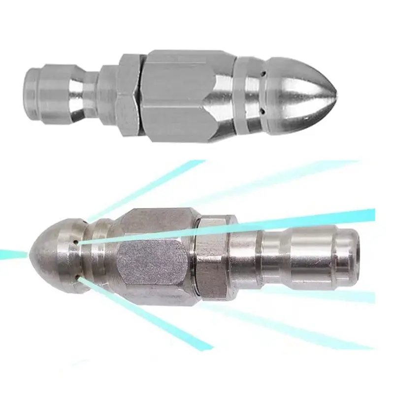 5000 PSI High Pressure Hose Nozzle Drain Jetter Kit, Rust-Resist Stainless Steel Pump Cleaner, 1/4-Inch Quick Connect, Tool-Free Hose Hookup, All-Seasons Accessory for Commercial & Household Drain Pipes Debris Removal