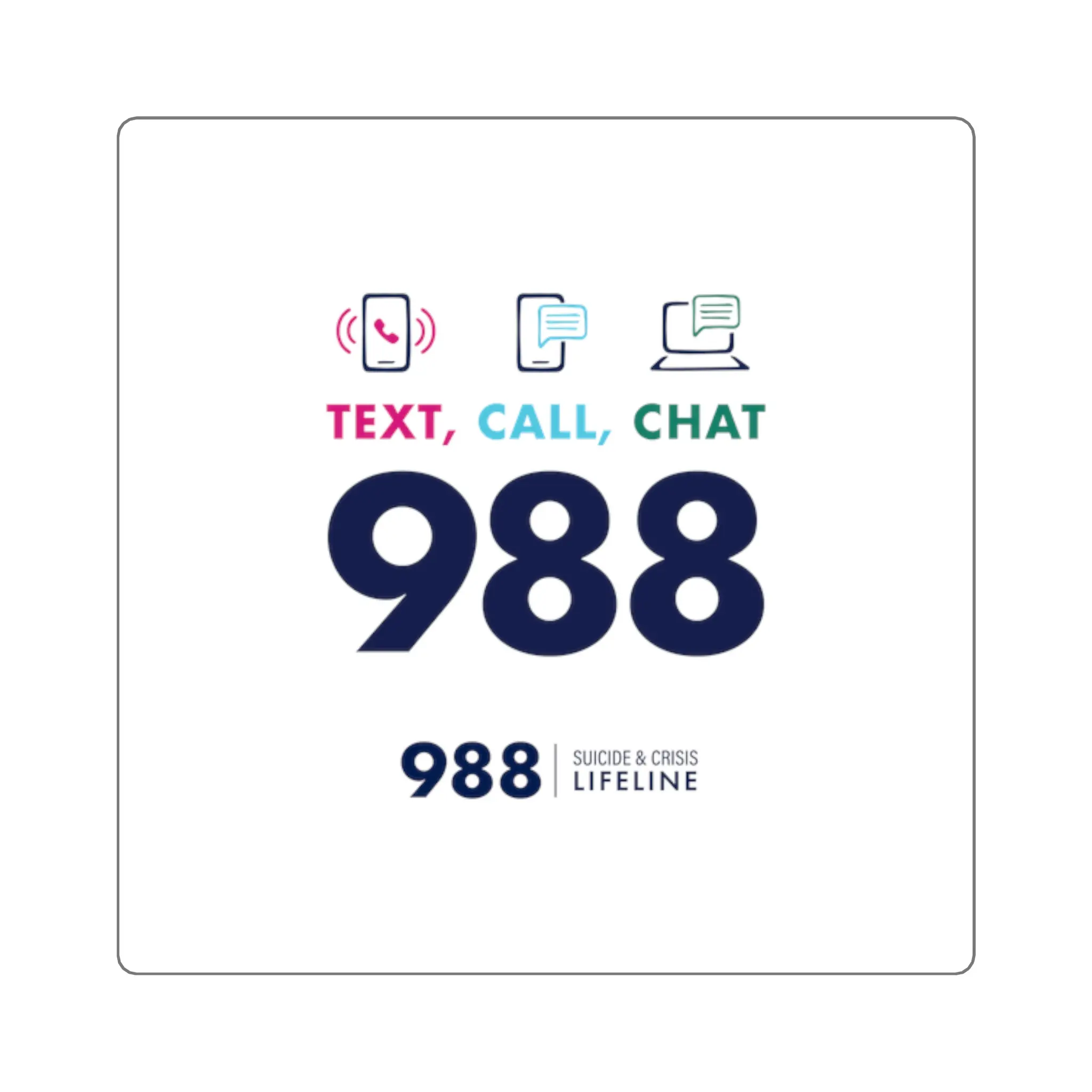 988 Lifeline, Mental Health Support Stickers, Safety Awareness, Crisis Lifeline, Positive Messaging, Laptop Decor