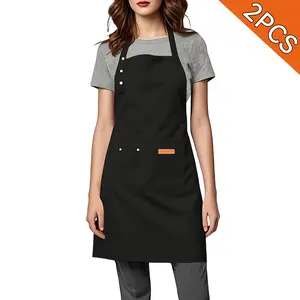 2 Pack Black Waterproof Aprons Adjustable & Pocketed for Cooking Grilling Baking and Arts Unisex Design Ideal for Kitchen Crafting and Pottery