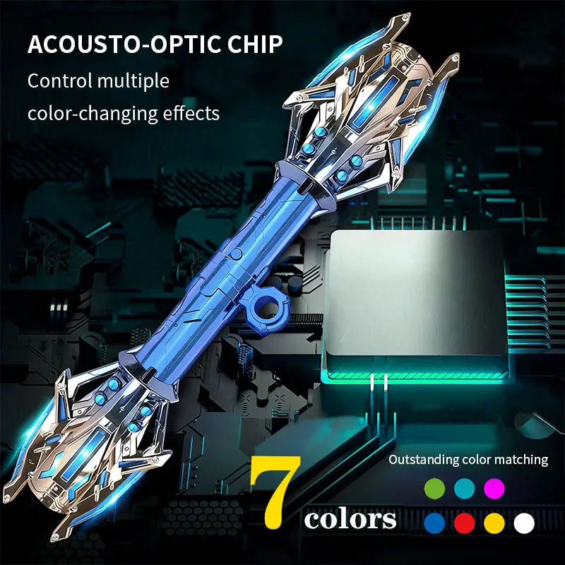 Battery-Powered Handheld LED Saber - Unisex Cool Thunder Star Scepter-Style Sword with Glowing LED, Sound Fun, Ambiance Glow, Novelty Stress Relief Toy, Cool Gifts for Kids