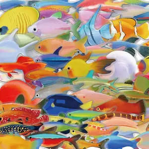 Fish Pattern Sticker, 50/1000pcs Waterproof Self Adhesive Decor Paper, Decor Sticker for Gift Greeting Card Water Bottle Laptop Phone, Ornaments, Funny Stickers, Adhesive Decals