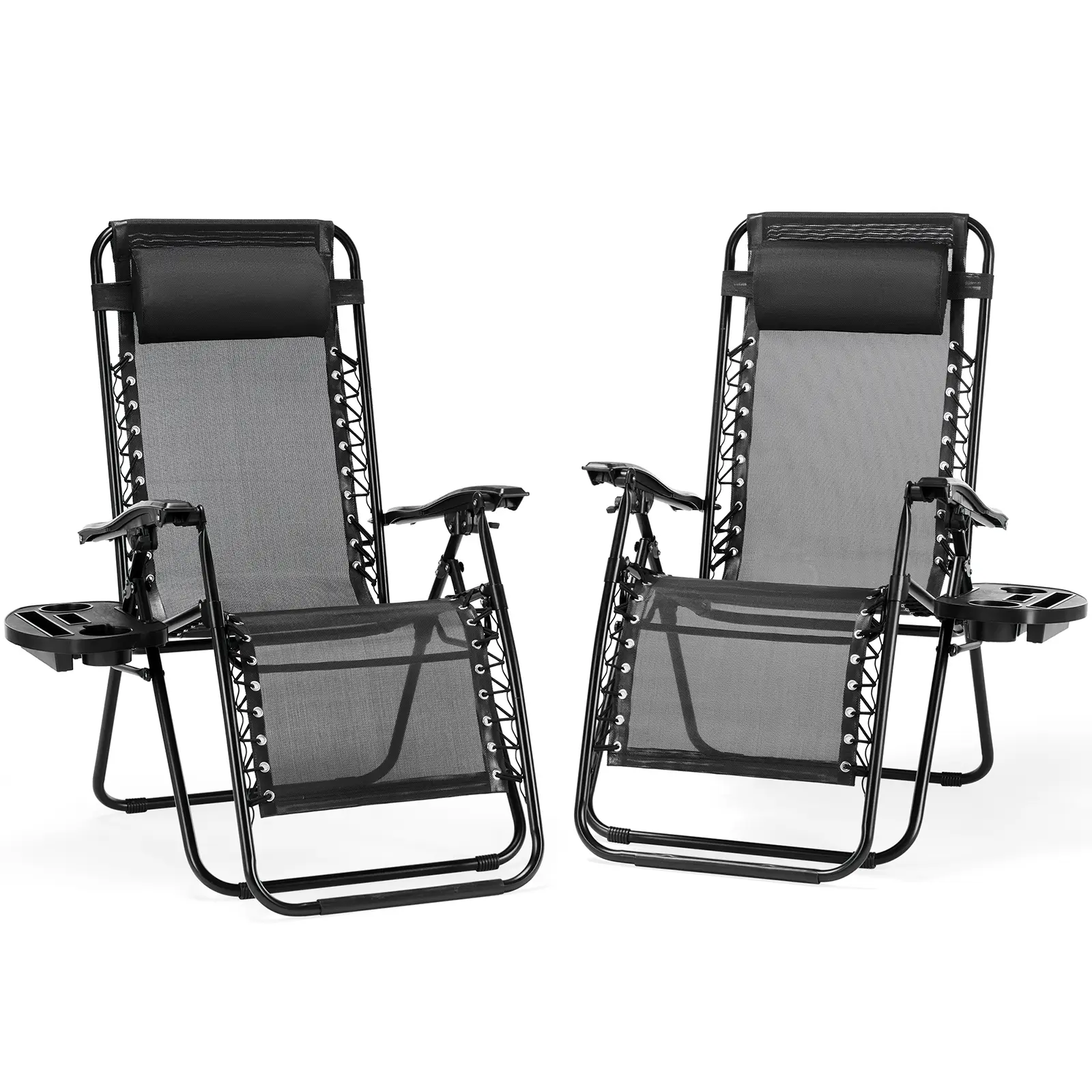 【Deal】Outdoor Zero Gravity Chairs, Set of 2 Portable Recliner Beach Camping Patio Outdoor Folding Lounge Chair with Cup Holder Trays and Adjustable Pillow,summerwins, Camping Lounger, Collapsible Folding Chair