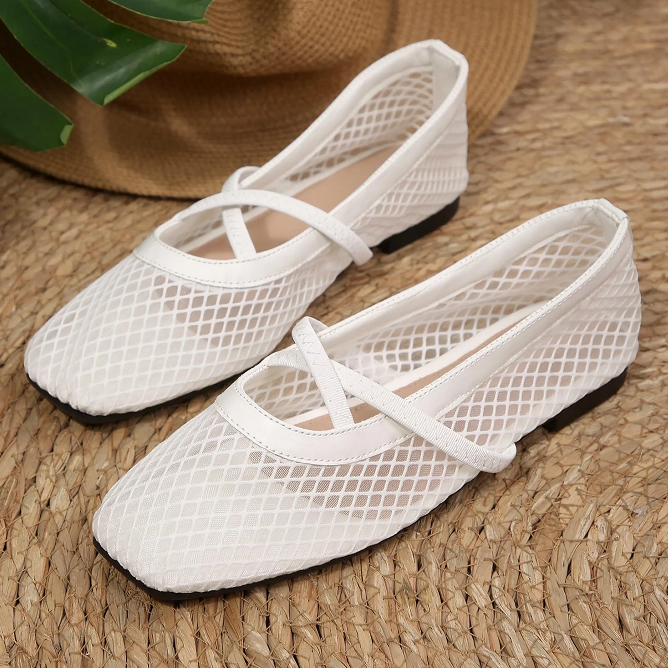 Women's Ballet Flats Shoes Closed Square Toe Slip on Flat Shoe for Women Dressy Wedding Walking