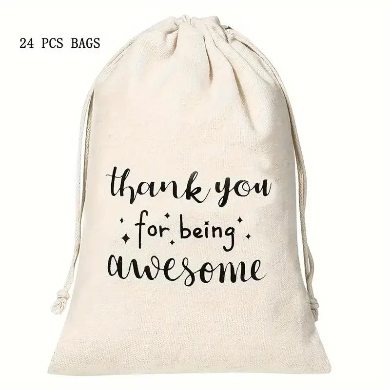 24pcs Gift Drawstring Bags for Employees & Coworkers, Perfect for Thanksgiving & Christmas Gifts, Thank You Appreciation Bags