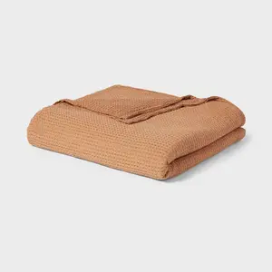 Full/Queen TENCEL Lyocell Waffle Bed Blanket Brown - Threshold