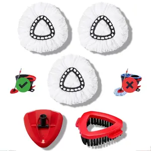 Mop Replace Head for O Cedar, Mop Heads Replacements for Ocedar, Spin Mop Replacement Head for Ocedar Easy Wring 1 Tank System, Include 3 Pack Spin Mop Refills & 1 Scrubber Mop Head & 1 Pack Mop Base- Superfine Fiber Rotating Mop Head