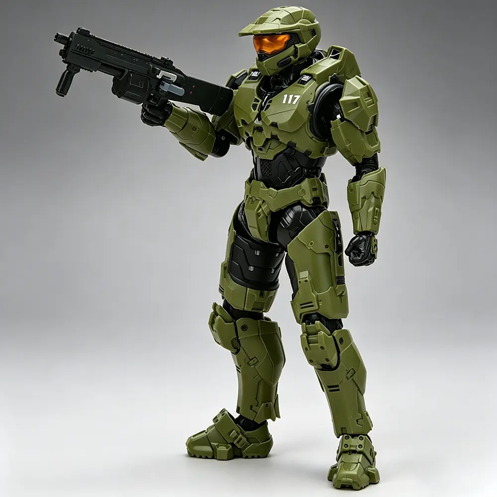 Halo 5 Master Chief 117 Fully Articulated Spartan Action Figure - Collectible Articulatedfigurines with Energy Sword, Multiple Weapons, Interchangeable Hands, Boxed Toy for Halo Fans