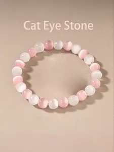 Natural Cats Eye Crystal Bracelet, Spiritual Jewelry for Men & Women, Unisex Chakra Balance Energy Gift, Small Parts Included