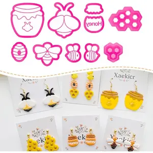 Bee Theme Polymer Clay Cutters Set with Molds Tools for Polymer Clay Earring Making