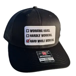Hard While Working Hat - Richardson 112 Classic snapback trucker in color solid black