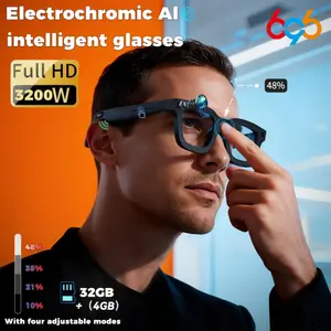 New Model E02C Ultra Electrochromic Lens Smart AI Glasses: 8MP Camera (32MP Photo Output), 1H Continuous Video, 8H Music Playback, iFLYtek Spark & Doubao Dual AI Models, and 320mAh Fast-Charging Support Wearable Smart Glasses Multifunctional Smart Glasses