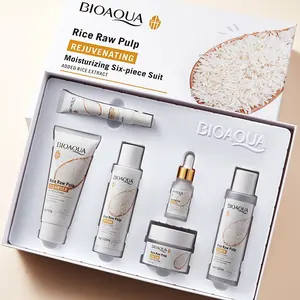 BIOAQUA Rice Essence Revitalizing Moisturizing Hydrate Six-Piece Set, Contains Rice Extract, Pomegranate and Grape Extracts, Hydrating Nourishing Skin Care