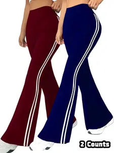 Women's Striped Side High Waist Sports Flare Leg High Waisted Leggings, Casual Comfy Breathable Bell Bottom Trousers for Yoga Gym Workout Running, Ladies Sportswear for All Seasons，fall clothing women, Sports Casual Pants