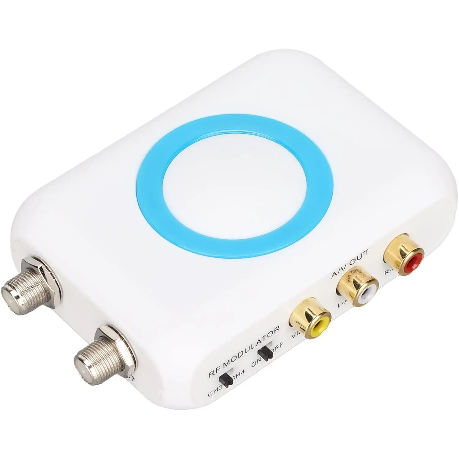 Portable HDMI RF Modulator Device, 1080P PLL-Controlled VHF Modulation Adapter, 5525MHz, PAL/NTSC Support, Female RF Output, High Reliability, USB Plug-and-Play for Home TV Replacement