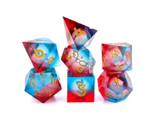 Quicksand Sharp-Edge Resin DnD Dice Set - 7-Piece Liquid Core Dice for Dungeons and Dragons Tabletop RPG Game