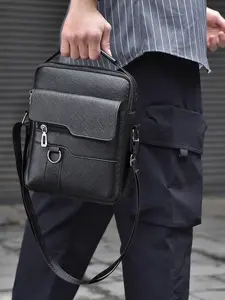 New Men's Crossbody Messenger Bag, Vintage Business Handbag, Work Bag, Adjustable Shoulder Strap, Large Capacity, Durable Leather, Perfect for Office & Travel, Pu Leather Bag
